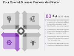 Four colored business process identification flat powerpoint design