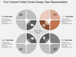 Four colored folded circles design data representation flat powerpoint design