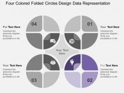 Four colored folded circles design data representation flat powerpoint design