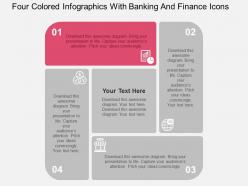 Four colored infographics with banking and finance icons flat powerpoint design