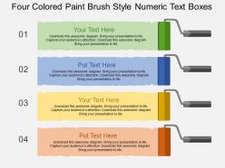 Four colored paint brush style numeric text boxes flat powerpoint design
