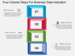 Four colored steps for business data indication flat powerpoint design