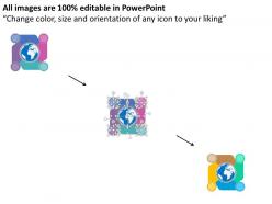 Four colored tags and icons global business strategy ppt presentation slides