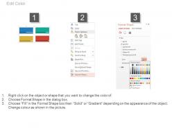Four colored tags and percentage analysis powerpoint slides