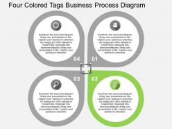 Four colored tags business process diagram flat powerpoint design
