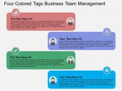 Four colored tags business team management flat powerpoint design