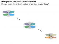 Four colored tags on circle process diagram flat powerpoint desgin