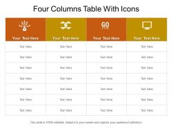 Four columns table with icons