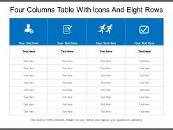 Four columns table with icons and eight rows