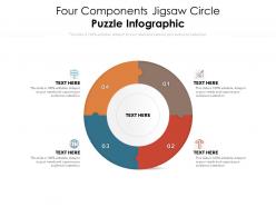 Four components jigsaw circle puzzle infographic