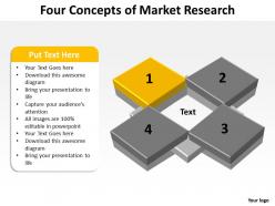 Four concepts of market research shown by colorful flat boxes powerpoint templates 0712