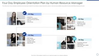 Four Day Employee Orientation Plan By Human Resource Manager