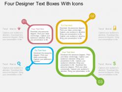 Four designer text boxes with icons flat powerpoint design