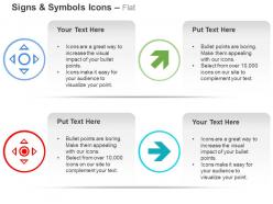 Four directional arrows direction indication ppt icons graphics