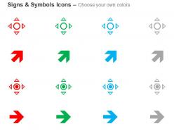 Four directional arrows direction indication ppt icons graphics