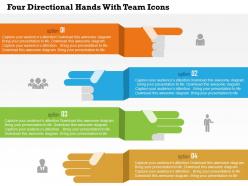 Four directional hands with team icons flat powerpoint design