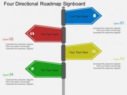 Four directional roadmap signboard flat powerpoint design