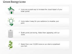 Four energy icons bulb home dustbin and plant editable icons