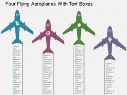 Four flying aeroplanes with text boxes flat powerpoint design
