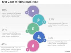 Four gears with business icons flat powerpoint design