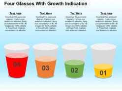 Four glasses with growth indication flat powerpoint design