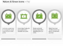 Four Green Energy Batteries Power Sources Ppt Icons Graphics