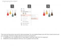 Four hanging bulbs for idea representation powerpoint slides