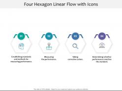 Four hexagon linear flow with icons