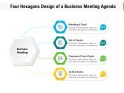 Four hexagons design of a business meeting agenda