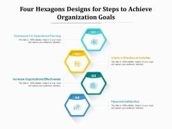 Four hexagons designs for steps to achieve organization goals