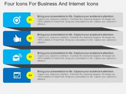 Four icons for business and internet icons flat powerpoint design