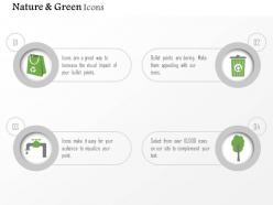 Four icons for green energy water air paper and waste management editable icons