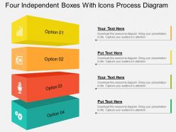 Four independent boxes with icons process diagram flat powerpoint design