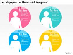 Four infographics for business and management flat powerpoint design