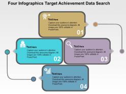 Four infographics target achievement data search flat powerpoint design