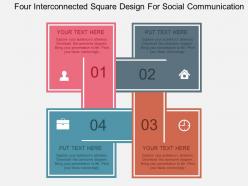 Four Interconnected Square Design For Social Communication Flat Powerpoint Design