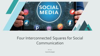Four Interconnected Squares For Social Communication PPT Template AT