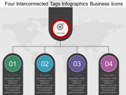 Four interconnected tags infographics business icons flat powerpoint desgin