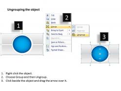 Four interrelated points shown by horizontal text boxes cut across by circle powerpoint templates 0712