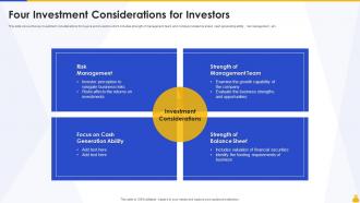 Four Investment Considerations For Investors