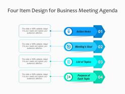 Four item design for business meeting agenda