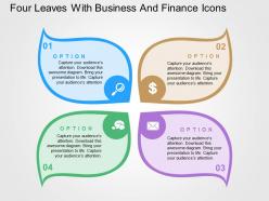 Four leaves with business and finance icons flat powerpoint design