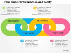 Four links for connection and safety flat powerpoint design