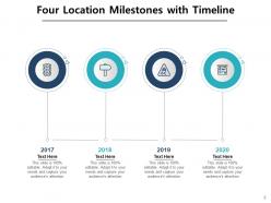 Four Milestone Timeline Curved Roadmap Development Computer Mountain Target Arrow