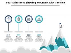 Four Milestone Timeline Curved Roadmap Development Computer Mountain Target Arrow