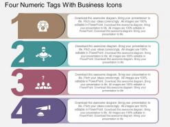 Four numeric tags with business icons flat powerpoint design