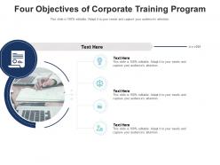 Four objectives of corporate training program infographic template