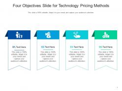 Four objectives slide for technology pricing methods infographic template