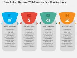 Four Option Banners With Financial And Banking Icons Flat Powerpoint Design