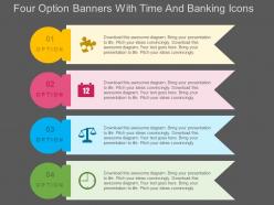 Four Option Banners With Time And Banking Icons Flat Powerpoint Design